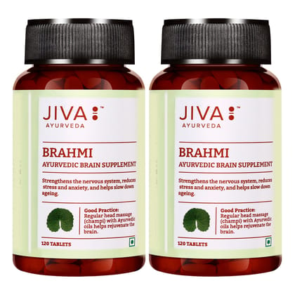 Jiva Brahmi Tablets - Mind Wellness - Strengthens Nervous System - 120 tablets - Pack of 2