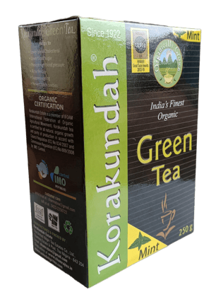 KORAKUNDAH Organic Green Tea (Mint) 250 g | Pack of 1 | Total 250 g | India's Finest Organic Tea | Chamraj Nilgiri Tea