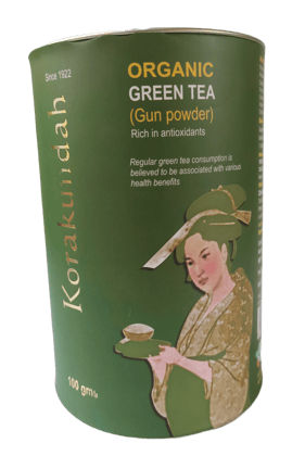 KORAKUNDAH Organic Green Tea in Canister (Gun Powder) 100 g | Pack of 1 | Total 100 g | Rich in Antioxidants | Chamraj Finest Nilgiri Tea
