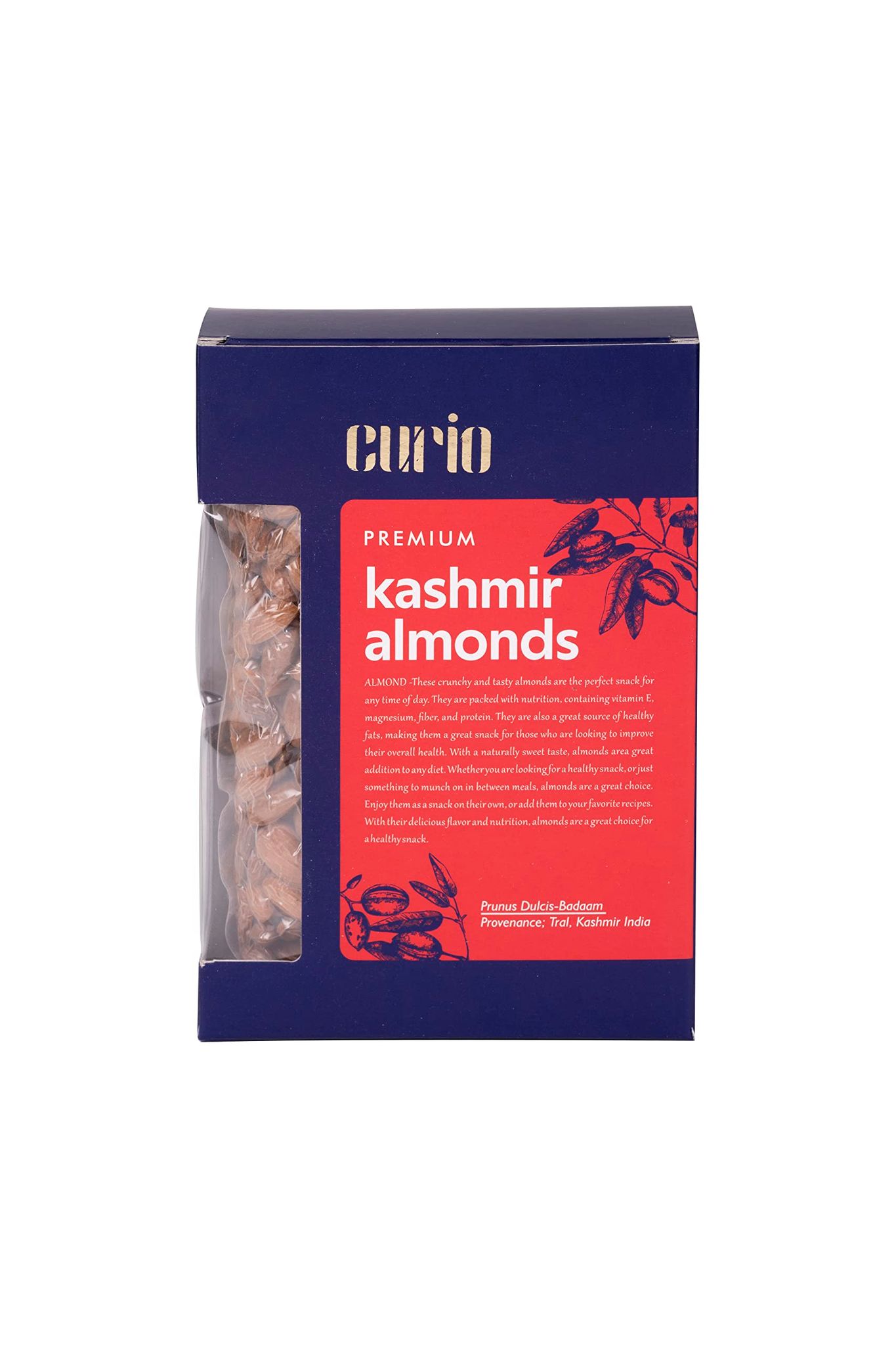 Curio Kashmir Sweet Almonds | High Oil Content | Badaam Giri | Provenance- Tral,Pulwama Jammu & Kashmir (1 kg)