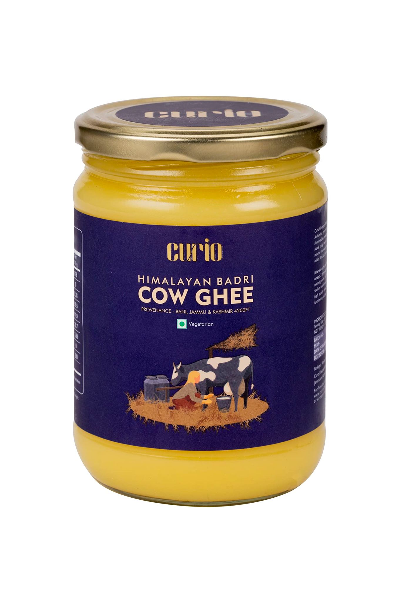 Curio Himalayan Badri Cow Ghee | Free Range Himalayan Cows| 4200 Ft above Sea Level | Bilona Churned 1 Kg (500 gm- Pack of 2)