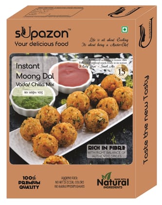 sUpazon Moong Dal Vada/ Chilla Mix | Protein Rich Instant Ready to Cook Dalvada Mix (3 Packs: 400g Each)