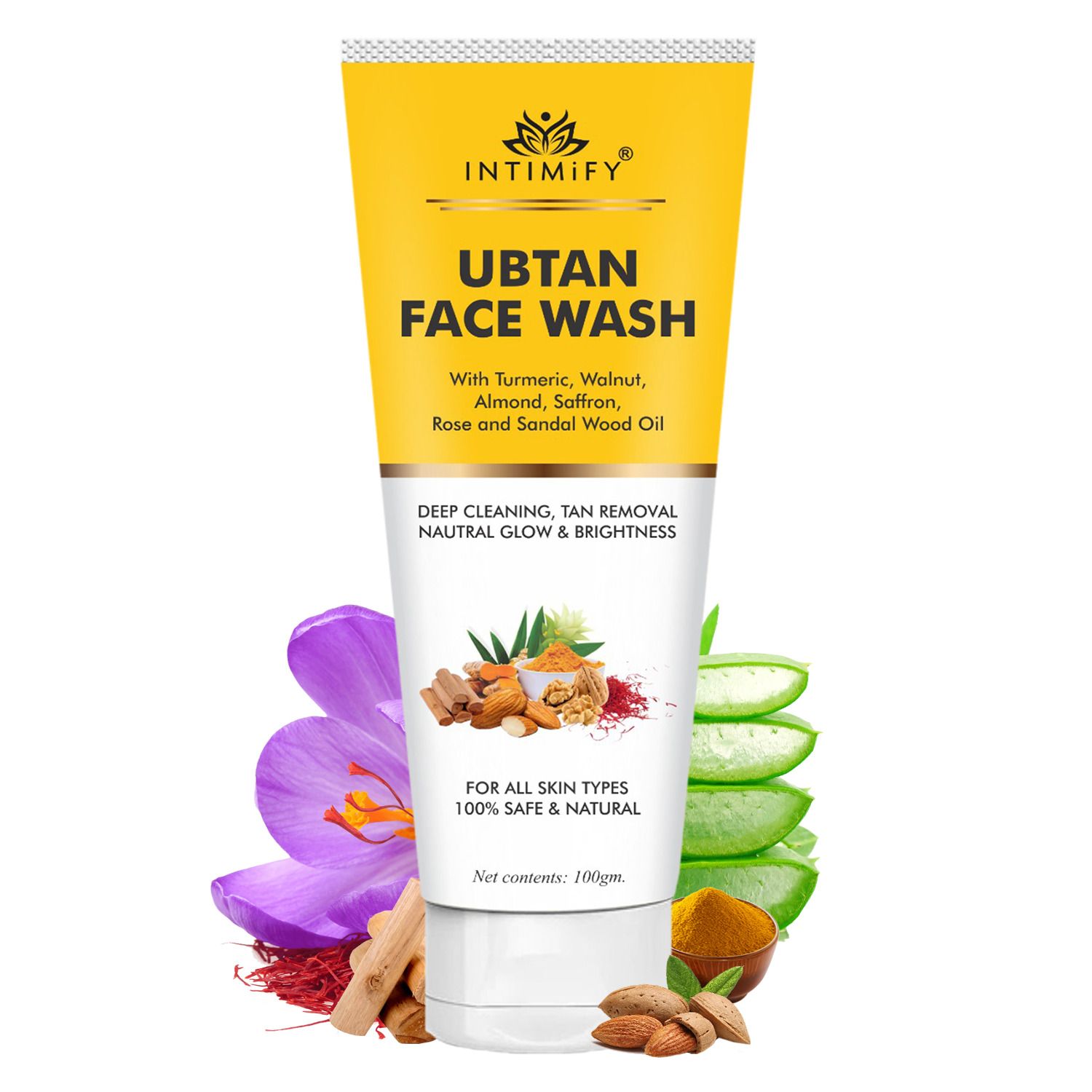Intimify Ubtan Face Wash, face wash, anti aging face wash, skin brightening face wash, 100 gm