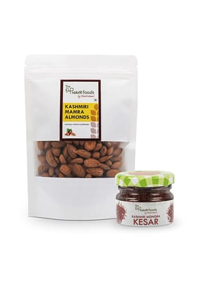 The Prakriti foods by khatirdaari Kashmiri Mamra Almonds 200 grams + Kashmiri Mongra Kesar 1 gram
