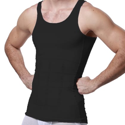ZURU BUNCH Black Vest Slimming Tummy Tucker Slim & Lift Body Shaper Vest/Men's Undershirt Vest to Look Slim Instantly