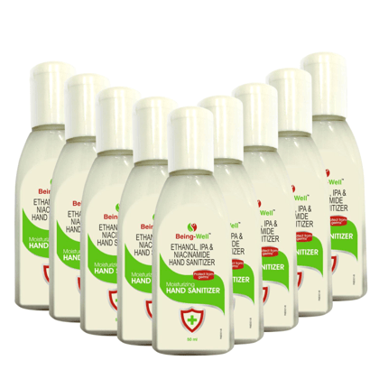 Being-Well Moisturizing Hand Sanitizer-50 ML, Pack of 9, White