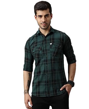 Men's Checkered Dk.Green Casual Cotton Shirt
