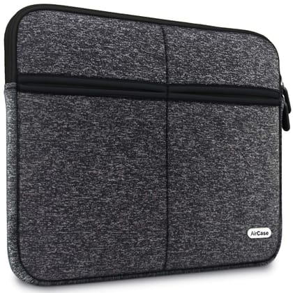AirCase Premium Laptop Bag with 6 Pockets fits Upto 14.1" Laptop/MacBook, Wrinkle Free, Padded, Waterproof Light Neoprene case Cover Sleeve Pouch, for Men & Women, Ash