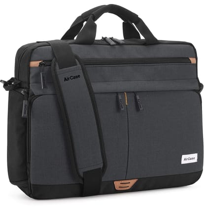 AirCase Office Sling Messenger Bag fits upto 15.6" Laptop/Macbook, Detachable Shoulder Strap, Waterproof, Shockproof, Spacious Pockets for Office/Travel, Black- With Warranty