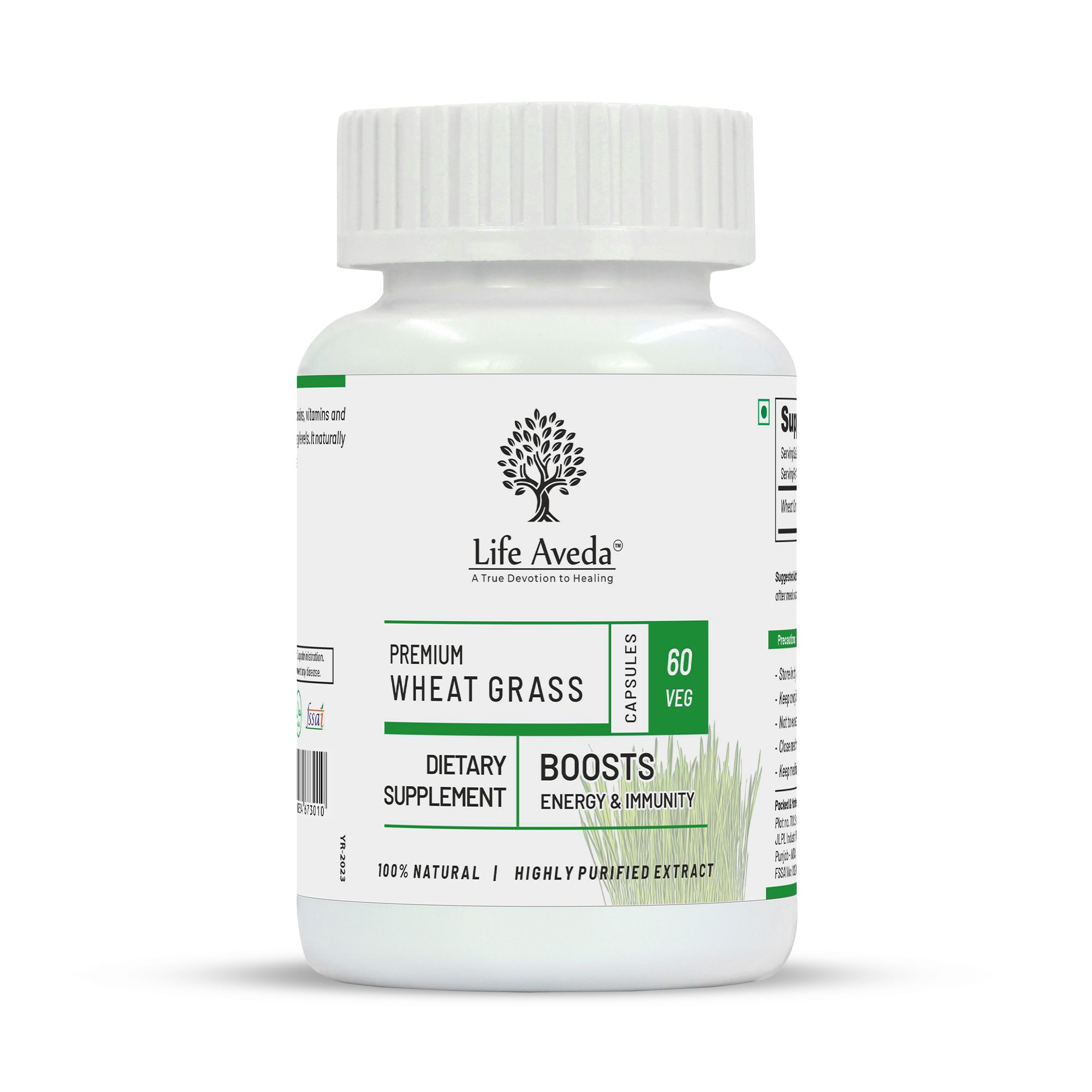 Life Aveda Premium Wheat Grass - 60 capsules