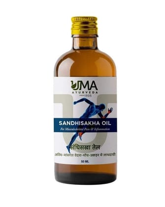 Uma Ayurveda Sandhisakha Ayurvedic Oil Helpful in Bone Joint and Muscle Care and Pain Relief (50ml)