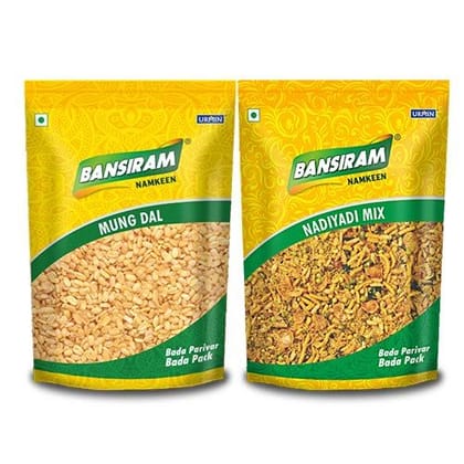 Bansiram Namkeen Mung Dal (350 g) & Nadiyadi Mix (400 g)