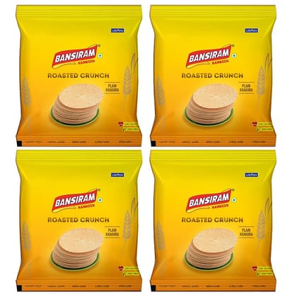 Bansiram Roasted Crunch Plain Khakhra (Set of 4 - Each 180g) - 720g