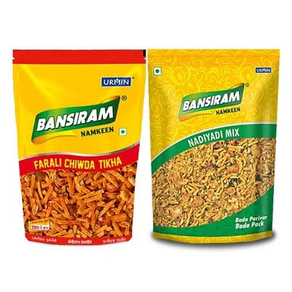Bansiram Namkeen Farali Chiwda Tikha (350 g) & Nadiyadi Mix (400 g)