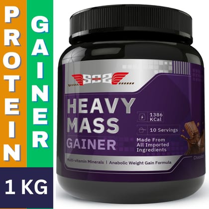 SOS Nutrition Heavy Mass Gainer (Pack of 1 Kg, Chocolate Flavor), High Protein Weight Gainer with Enhanced Gaining Formula and 23 Essential Vitamin and Minerals for Muscle Mass Gain