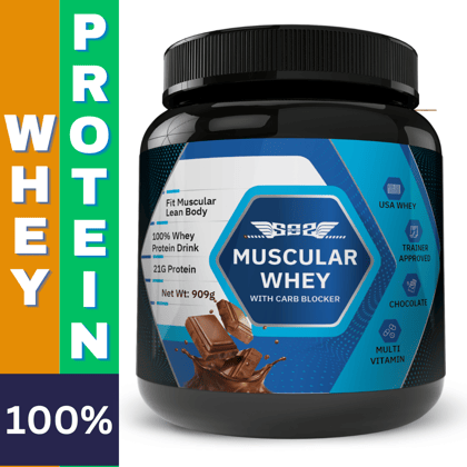 SOS Nutrition Muscular Protein, Men Whey Protein Powder with Ayuveda Herbs and Multivitamins for Muscle Building, Muscle Recovery, Strong Bones, 25g Protein, 5.5g BCAA (Belgian Chocolate, 910g)