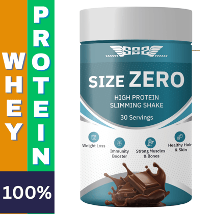 SOS Nutrition Size Zero High Protein Shake, Whey Protein Powder with Ayuveda Herbs for Weight Management, Multivitamins for Glowing Skin, Healthy Hair, Strong Bones (Chocolate, 30 Servings)