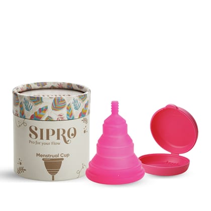 SIPRO Reusable Menstrual Cup for Women - Multi Fold Pink | Travel Friendly with Pouch, Ultra Soft Odour & Rash Free,100% Medical Approved Silicone |12 Hours Protection, No Leakage FDA Approved (Pack of 1) |
