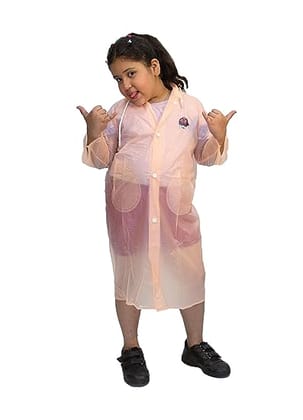 Boy's|Girl's PVC Raincoat|Rainsuit With Hood For Kids (Pink)
