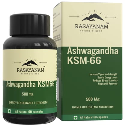 Rasayanam Ashwagandha KSM-66 (500 mg) and Pure Original Himalayan Shilajit Resin 20g | Natural Formulation | For Men & Women - Pack of 2
