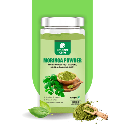 AmazerCare Moringa Powder (Moringa Leaf Powder)- Pure & Natural For Eating & Drink, Rich proteins, Minerals, Amino Acids, Antioxidants | Immunity Booster | Weight Loss