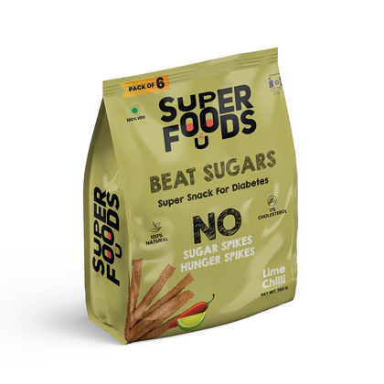 Super Snacks For Diabetics | No Sugar Spikes | Low GI |100% Natural | 0% Sugar | Protein Rich | Fiber Rich | Lime Chilli | Pack Of 6 x 25g
