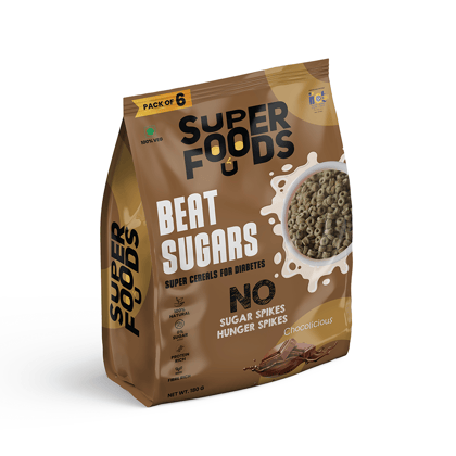 Super Cereals for Diabetics | No Sugar Spikes |0% Sugar | Low GI |100% Natural |Protein Rich | Fiber Rich |Chocolicious |180gm