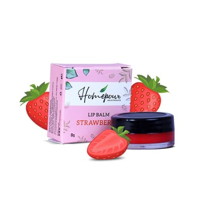 Homepour, Strawberry Lip Balm, 8g - Handmade Lip Balm