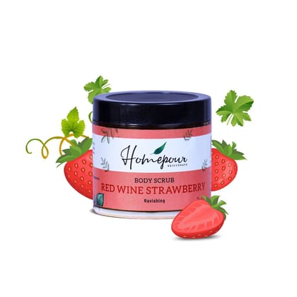 Homepour Red Wine Strawberry Body Scrub - Ravishing, 100ml - Handmade Body Scrub