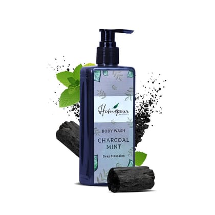 Homepour, Charcoal Mint Body Wash - Deep Cleansing, 250ml - Handmade Body Wash