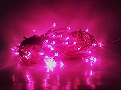 Ekdant Pink Plastic Rice Lights 5 Mtr Serial Bulbs Ladi Decoration Lighting For Indoor, Outdoor, Diy, Diwali Christmas Eid
