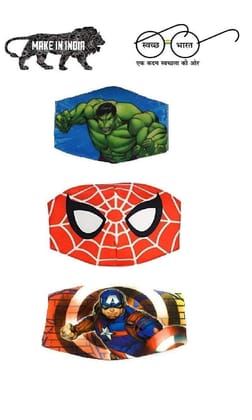 Clastik Anti-Pollution Dust Cotton Mask For kids/Boys/Girls/Unisex Multicolor (Pack of 3)
