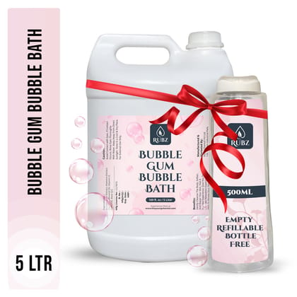 Rubz Bubble Gum Bubble Bath for Bath Tub | With the Goodness of Luxury Fragrance | 100% Vegan and Paraben Free formula | Safe For Kids and Adults | 5 Litre