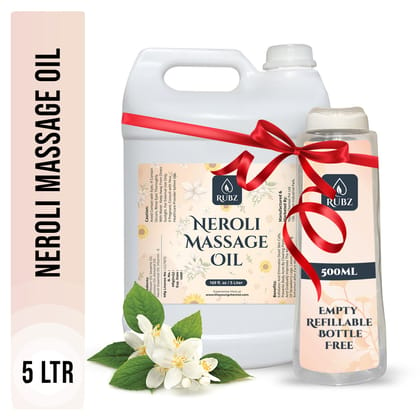 Rubz Neroli Massage Oil | Moisturizing & Nourishing Body Massage Oil for Men & Women | Best for Aromatherapy & Full Body Spa | 5 Litre