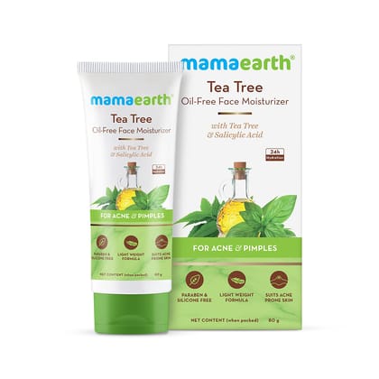 Mamaearth Tea Tree Oil-Free Moisturizer For Face For Oily Skin With Tea Tree & Salicylic Acid For Acne & Pimples 80 GM
