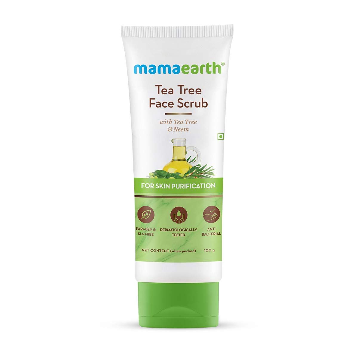 Mamaearth Tea Tree Face Scrub with Tea Tree and Neem for Skin Purification - 100g