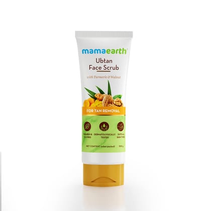 MAMAEARTH Ubtan Face Scrub with Turmeric and Walnut for Tan Removal - Removes Tan | Gently Exfoliates | Evens Skin Tone 100G