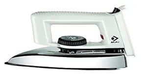 Bajaj Stainless Steel Popular Light Weight 1000W Dry Iron with Advance Soleplate and Anti-Bacterial German Coating Technology, White, 1000 Watt