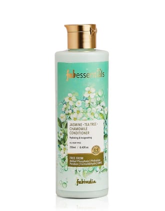 Fabessentials Jasmine Tea Tree Chamomile Conditioner | with Natural Bioactives | Hydrating, Calming & Invigorating | Manages Tangled Hair while making it Soft & Nourished - 250 ml