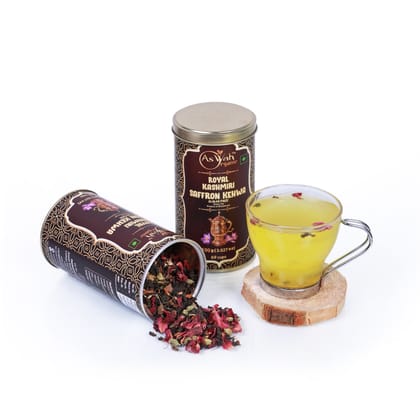 AsWah Organic 100 gram Sugar free kashmiri kahwa |100% Natural Desi Detox Kahwa with Kashmiri Saffron, Cardamom, Rose Petals, Indian Spices | Kashmiri Shahi Kahwa Sugar Free