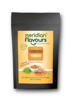 Meridian Flavours Dehydrated Turmeric Powder | Washed and Cleaned Without Outer Skin | Rich in Curcumin | 100% Natural and Preservatives Free | (Turmeric Powder, 100gm)
