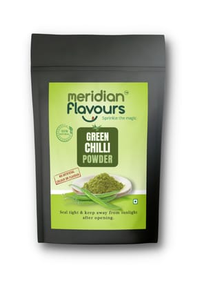 Meridian Flavours Dehydrated Green Chilli Powder | Washed and Cleaned | 100% Natural and Preservatives Free | 1 Teaspoon = 2 Green Chillies | (Green Chilli Powder, 50gm)
