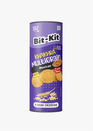 Bit Kit Multigrain Mexican Coin Khakhra | 100% Roasted Thins Low-Calorie Tea Time Snacks | High-Fibre Crunchy Diet Khakhra | Cholesterol-free Diet Khakhra - (Violet - Mexican)