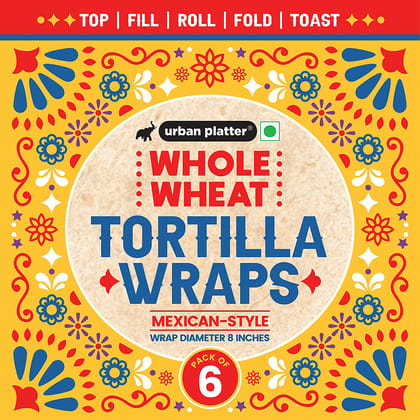 Urban Platter Whole Wheat Tortilla Wraps, 270g (Pack of 6 | 8 Inches Diameter | Mexican style | Roll up in a Burrito, Fold into a Wrap, Use it for Quesadilla)