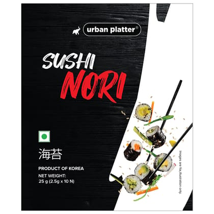 Urban Platter Sushi Nori Sheets, 25g [Roasted Seaweed Laver | Pack of 10 Sheets | Product of Korea | Umami Flavour]