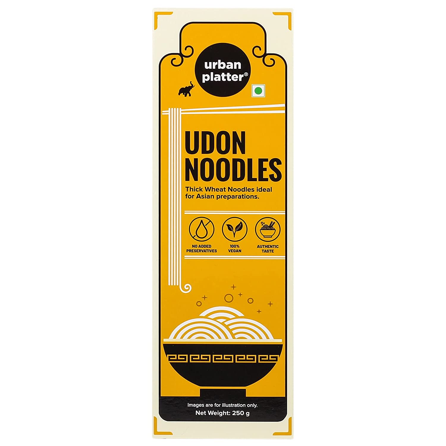 Urban Platter Udon Noodles, 250g (Thick Wheat Noodles, Ideal for Asian Preparations, No Added Preservatives)