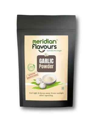 Meridian Flavours Dehydrated Garlic Powder | Washed and Cleaned | Outer Skin Removed | 100% Natural and Preservatives Free | 1 Teaspoon Powder = 3 Garlic Cloves | (Garlic Powder, 50gm)