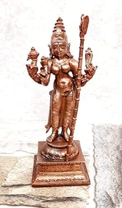 Searchers Paradise - Copper Idols Raja Rajeshwari,4.5 inches, Copper Handmade 460 Grams, Patina Antique Finish, Pack of 1 Piece