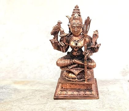 Searchers Paradise - Copper Idols Kamakshi ,4 inches, Copper Handmade 435 Grams, Patina Antique Finish, Pack of 1 Piece