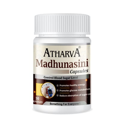 ATHARVA Madhunasini Diabetes Capsules (Reduces blood sugar levels, Reduce absorption of sugar-carbs, Maintains balance blood pressure )